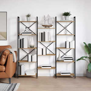 vidaXL Boekenkast Artisan Eiken 156 x 25 x 167 cm Bewerkt hout