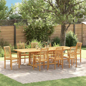 vidaXL Tuin eettafelset 9 pcs Bruin Massief Teakhout
