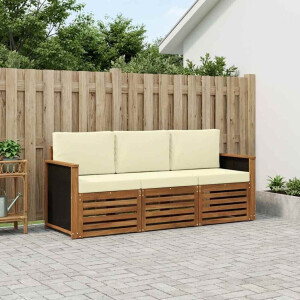 vidaXL Sofa-Sets met kussen 3 pcs Massief Acaciahout