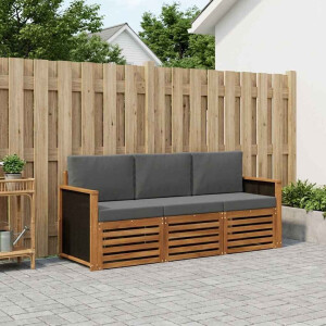 vidaXL Sofa-Sets met kussen 3 pcs Massief Acaciahout