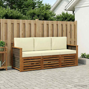 vidaXL Sofa-Sets met kussen 3 pcs Massief Acaciahout
