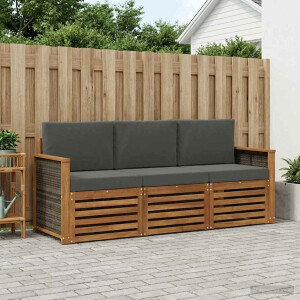 vidaXL Sofa-Sets met kussen 3 pcs Massief Acaciahout