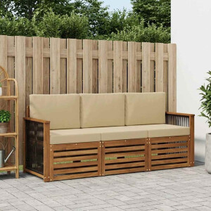 vidaXL Sofa-Sets met kussen 3 pcs Massief Acaciahout