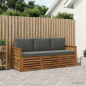 vidaXL Sofa-Sets met kussen 3 pcs Massief Acaciahout