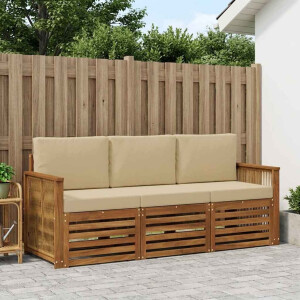 vidaXL Sofa-Sets met kussen 3 pcs Massief Acaciahout