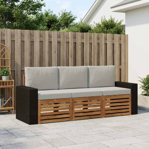 vidaXL Sofa-Sets met kussen 3 pcs Massief Acaciahout