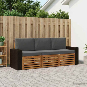 vidaXL Sofa-Sets met kussen 3 pcs Massief Acaciahout