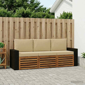 vidaXL Sofa-Sets met kussen 3 pcs Massief Acaciahout