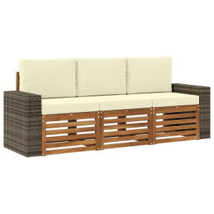vidaXL Sofa-Sets met kussen 3 pcs Massief Acaciahout