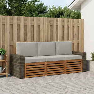vidaXL Sofa-Sets met kussen 3 pcs Massief Acaciahout