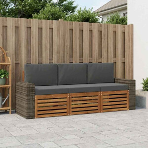 vidaXL Sofa-Sets met kussen 3 pcs Massief Acaciahout
