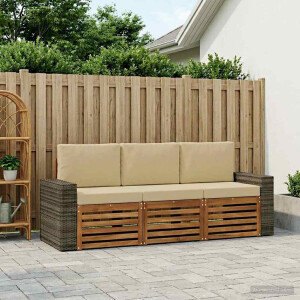 vidaXL Sofa-Sets met kussen 3 pcs Massief Acaciahout