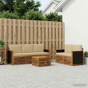 vidaXL Sofa-Sets met kussen 6 pcs Massief Acaciahout