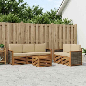vidaXL Sofa-Sets met kussen 6 pcs Massief Acaciahout
