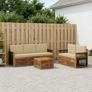vidaXL Sofa-Sets met kussen 6 pcs Massief Acaciahout