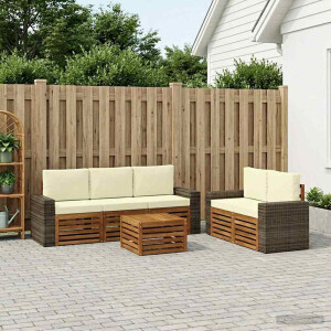 vidaXL Sofa-Sets met kussen 6 pcs Massief Acaciahout