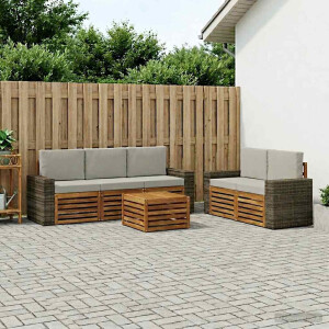 vidaXL Sofa-Sets met kussen 6 pcs Massief Acaciahout