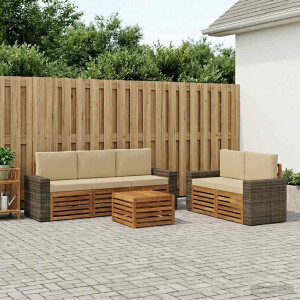 vidaXL Sofa-Sets met kussen 6 pcs Massief Acaciahout