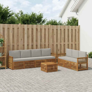 vidaXL Sofa-Sets met kussen 8 pcs Massief Acaciahout
