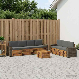 vidaXL Sofa-Sets met kussen 8 pcs Massief Acaciahout