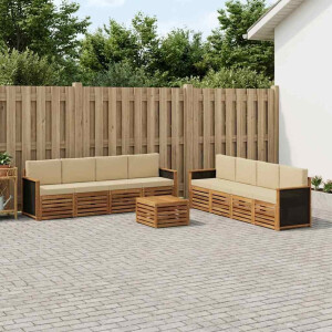 vidaXL Sofa-Sets met kussen 9 pcs Massief Acaciahout