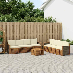 vidaXL Sofa-Sets met kussen 9 pcs Massief Acaciahout