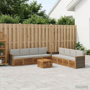 vidaXL Sofa-Sets met kussen 9 pcs Massief Acaciahout