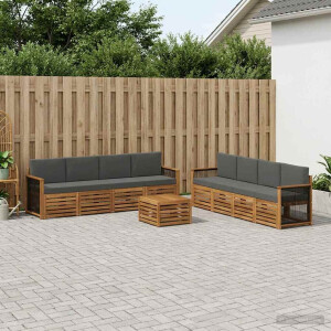 vidaXL Sofa-Sets met kussen 9 pcs Massief Acaciahout