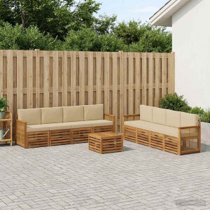 vidaXL Sofa-Sets met kussen 9 pcs Massief Acaciahout