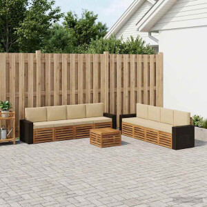 vidaXL Sofa-Sets met kussen 9 pcs Massief Acaciahout