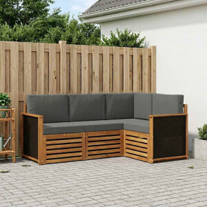 vidaXL Sofa-Sets met kussen 4 pcs Massief Acaciahout