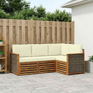 vidaXL Sofa-Sets met kussen 4 pcs Massief Acaciahout
