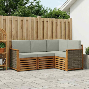 vidaXL Sofa-Sets met kussen 4 pcs Massief Acaciahout