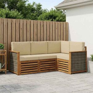 vidaXL Sofa-Sets met kussen 4 pcs Massief Acaciahout