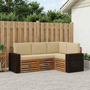 vidaXL Sofa-Sets met kussen 4 pcs Massief Acaciahout