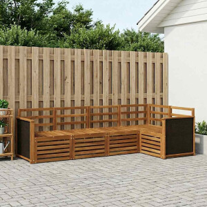vidaXL Hoekbank Set 4 pcs Naturel Massief Acaciahout