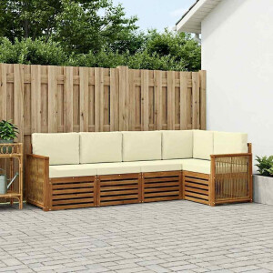vidaXL Hoekbank Set met kussen 4 pcs Natuurlijk en Crème