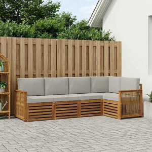 vidaXL Hoekbank Set met kussen 4 pcs Naturel en lichtgrijs