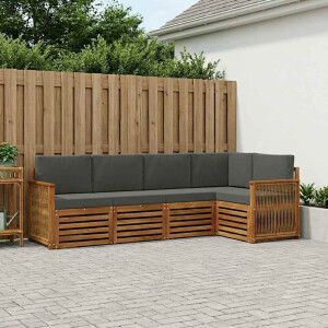 vidaXL Hoekbank Set met kussen 4 pcs Natuurlijk en Antraciet