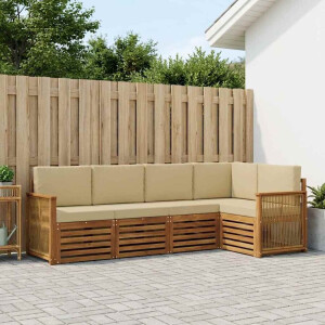 vidaXL Hoekbank Set 4 pcs Naturel Massief Acaciahout en Polyester