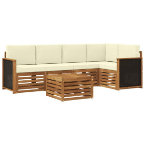 vidaXL Hoekbank Set met kussen 5 pcs Natuurlijk en Crème