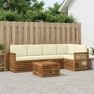 vidaXL Hoekbank Set met kussen 5 pcs Natuurlijk en Crème
