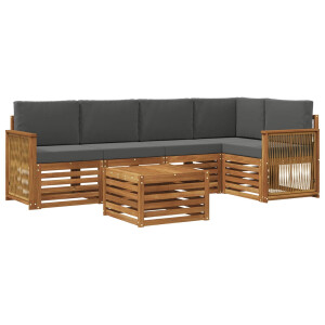 vidaXL Hoekbank Set met kussen 5 pcs Natuurlijk en Antraciet
