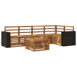 vidaXL Hoekbank Set 6 pcs Naturel Massief Acaciahout