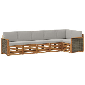 vidaXL Hoekbank Set met kussen 5 pcs Naturel en lichtgrijs