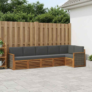 vidaXL Hoekbank Set met kussen 5 pcs Natuurlijk en Antraciet