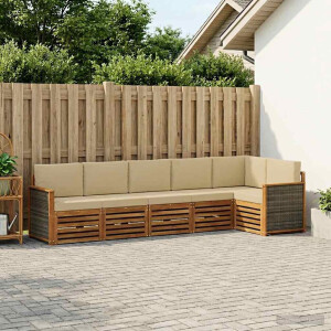 vidaXL Hoekbank Set 5 pcs Naturel Massief Acaciahout en Polyester