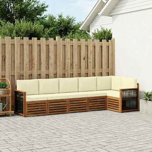 vidaXL Hoekbank Set met kussen 5 pcs Natuurlijk en Crème