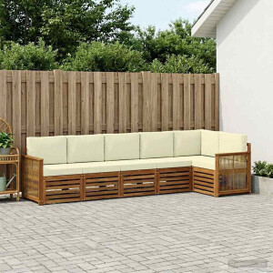 vidaXL Hoekbank Set met kussen 5 pcs Natuurlijk en Crème