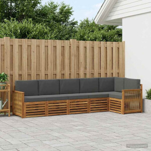 vidaXL Hoekbank Set met kussen 5 pcs Natuurlijk en Antraciet